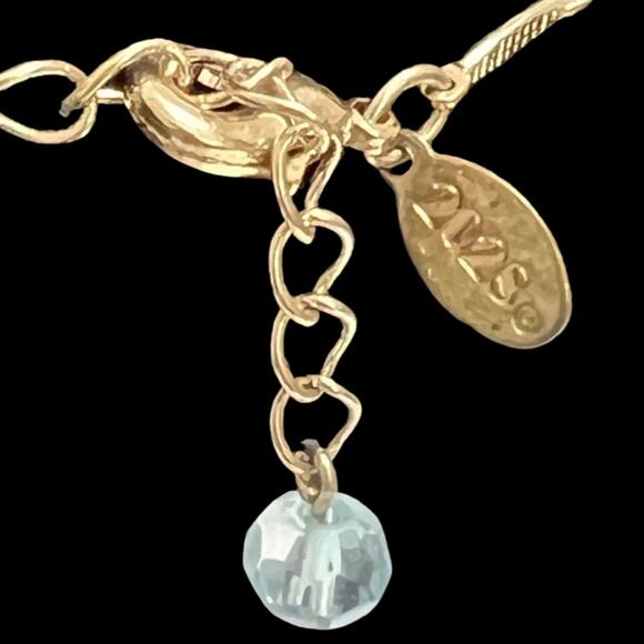 Light Blue Green Teardrop Crystal Necklace Earring Gold Tone Set 2028 Brand - Picture 6 of 7